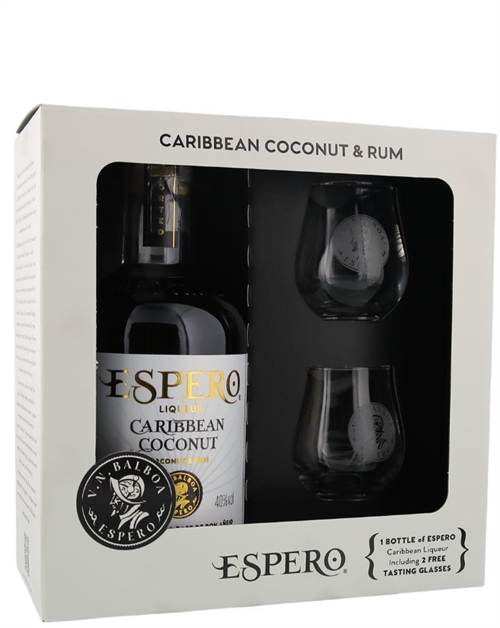 A. Michler Ron Espero Coconut & Rum Giftbox med 2 glas Romlikör 70 cl 40%