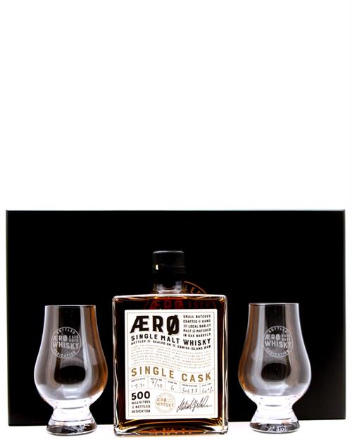 Ærø Single Cask No 6. Whisky.dk Presentset med 2 glas Single Malt Danish Whisky 50 cl 60%
