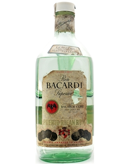 Bacardi Superior Silver Label Half Gallon 189 CL Duty Free 1970erne Vintage Flaska 2 Rom 40%