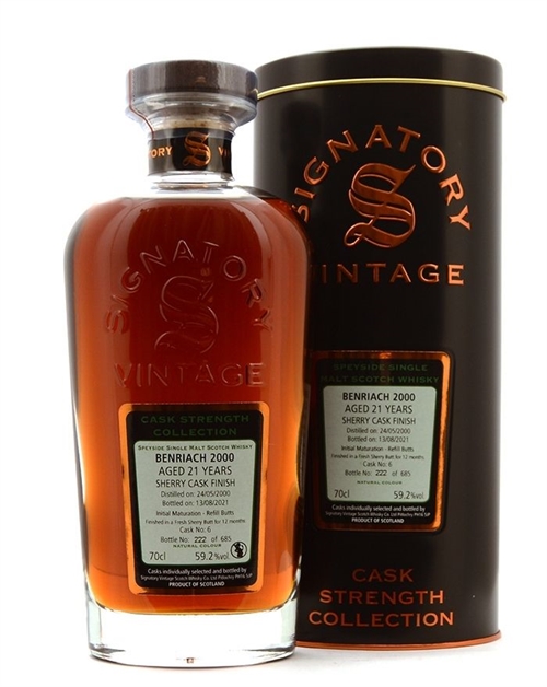 Benriach 2000 Signatory 21 Year Sherry Butt Single Speyside Malt Whisky
