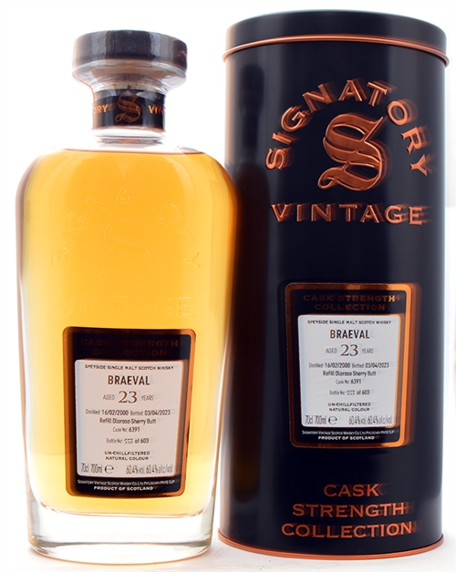 Braeval 2000/2023 Signatory Vintage 23 år Single Speyside Malt Scotch Whisky 60.4%