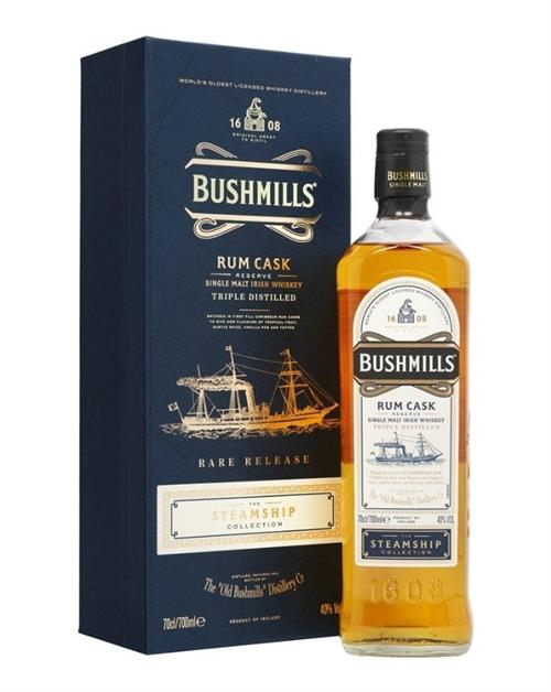 Bushmills Rum Cask The Steamship Collection Whisky innehåller 70 centiliter med 40 procent alkohol