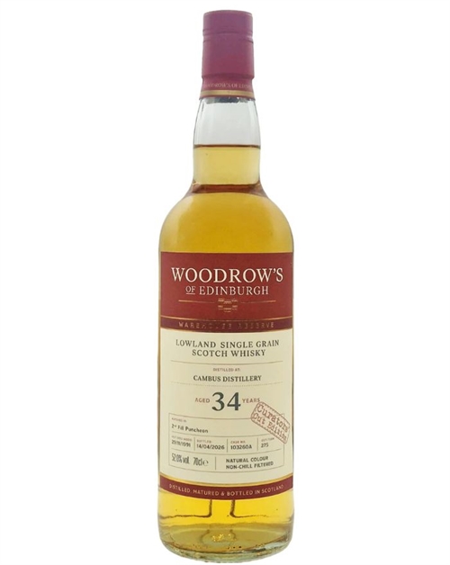 Cambus 1991/2025 Woodrows of Edinburgh 34 år Lowland Single Grain Scotch Whisky 52%