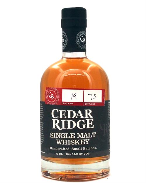 Cedar Ridge Single Malt Whisky Handgjord liten sats USA 40%