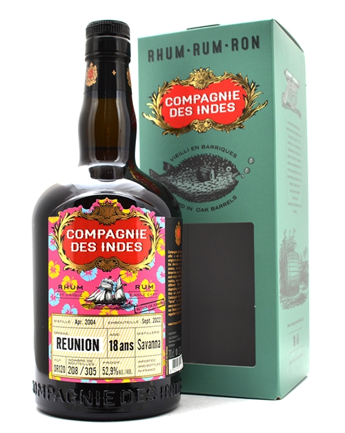 Compagnie des Indes 2004/2022 Savanna 18 år Reunion Franska Single Cask Rom 70 cl 52,9%