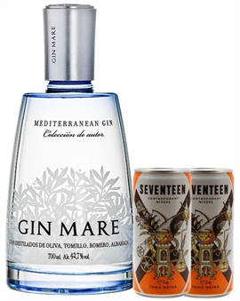 Gin Mare inkl. 2 x Seventeen Tonicvatten Mediterranean Gin Spanien 70 cl 42,7%