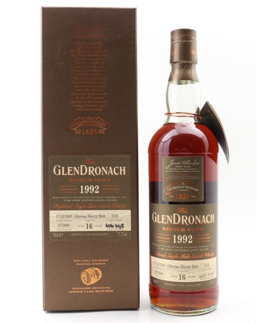 Glendronach 1992 Single Cask 16 år Oloroso Sherry Butt Single Highland Malt Whisky 57.3%