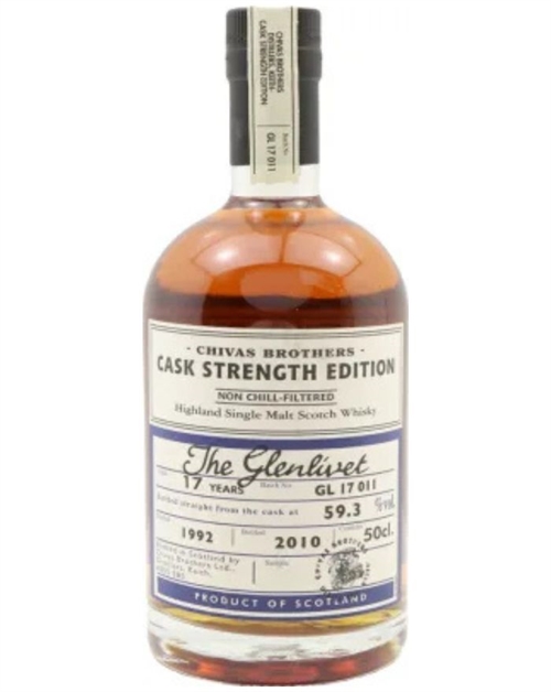 Glenlivet 1992/2010 Chivas Brothers Cask Strength Edition 17 år Single Highland Malt 59.3%