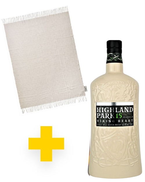 Highland Park 15 år + Plaid Viking Heart Single Orkney Malt Whisky 44%