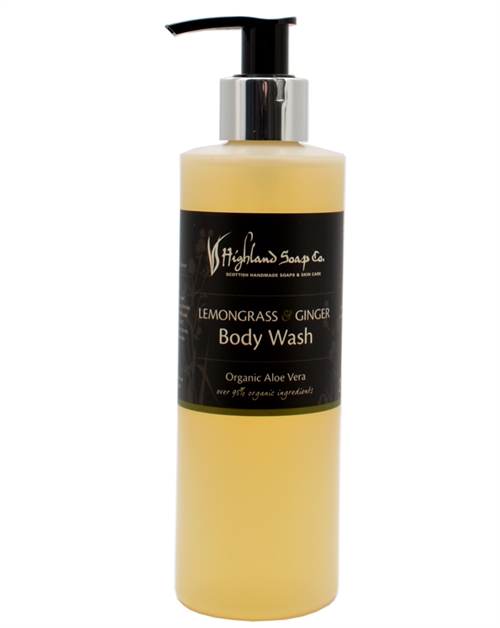 Highland Soap Co Citrongräs och Ingefära Ekologisk Aloe Vera Kroppstvätt 250ml