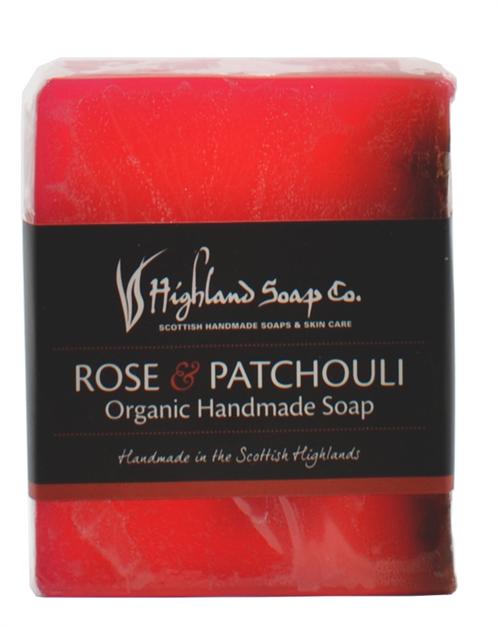 Highland Soap Co Scottish Rose och Patchouli Ekologisk Handgjord Tvålbar 150g