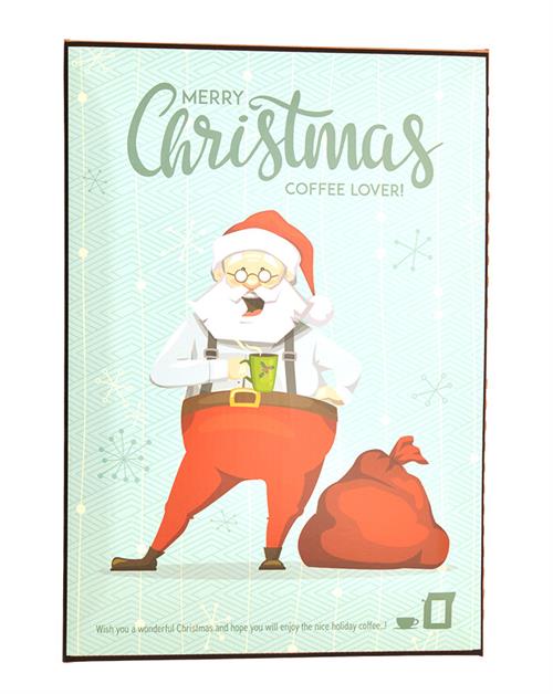 Merry Christmas Coffee Lover Santa med kaffevykort