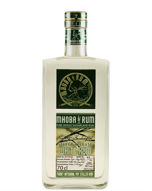 Mhoba White Select Release Pure Single White Rom Sydafrika 70 cl 58%