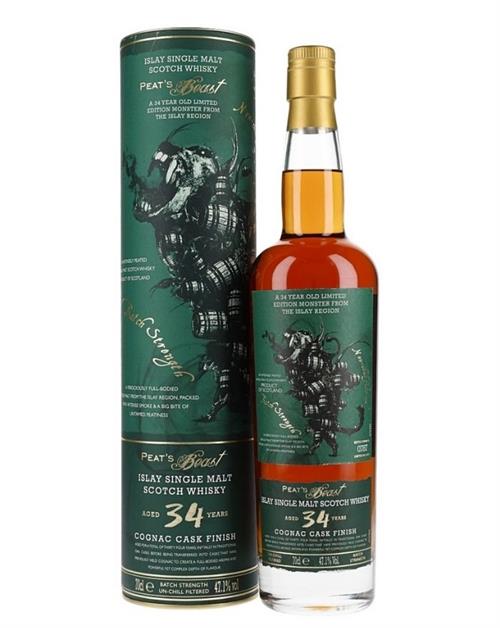 Peats Beast 34 år Cognac Cask Finish Single Islay Malt Scotch Whisky 70 cl 47,1 procent alkohol och 70 centiliter 