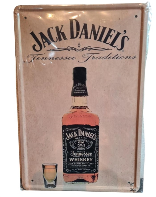 Retro Metallskylt - Jack Daniels vitt med glas
