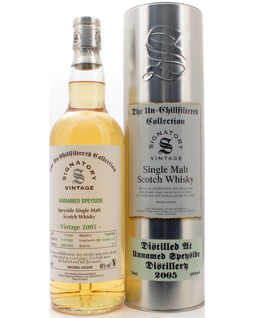 Unnamed Speyside 2005/2018 Signatory Vintage 12 år Single Speyside Malt Scotch Whisky 70 cl 46%