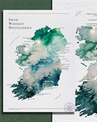 Akvarell Irish Distillery Map 29,7x42 cm Poster A3