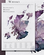 Akvarell Scottish Whisky Distillery Karta Heather Purple 29,7x42 cm Poster A3