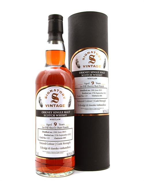 Whitlaw 2013/2022 Signature Vintage 9 år Danmark-Cask Single Orkney Malt Scotch Whisky 58,7%