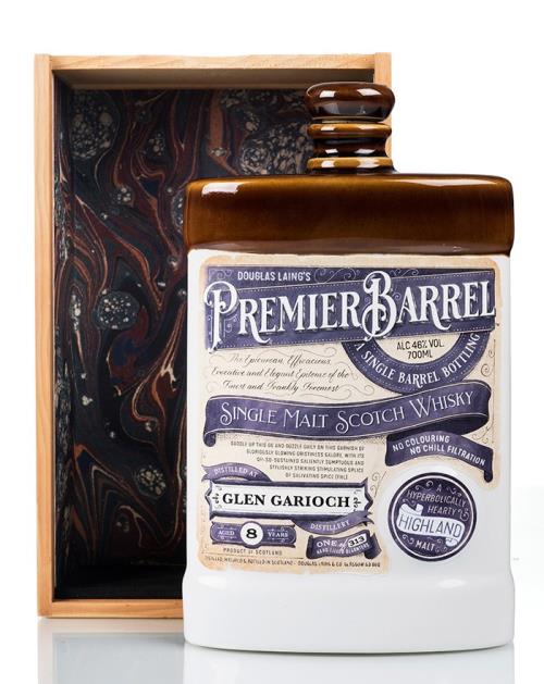 Keramikflaska med Glen Garioch 8 år Douglas Laing Premier Barrel